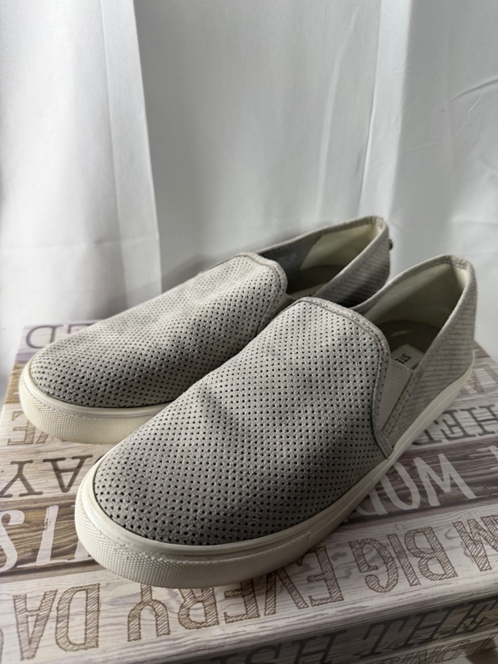 Steve Madden Perforated Slip-On Sneakers - Light Gray